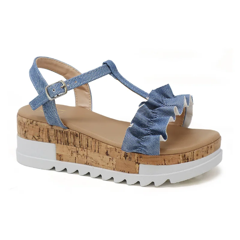 Girls Denim Wedge Sandal Modern Men's Tech