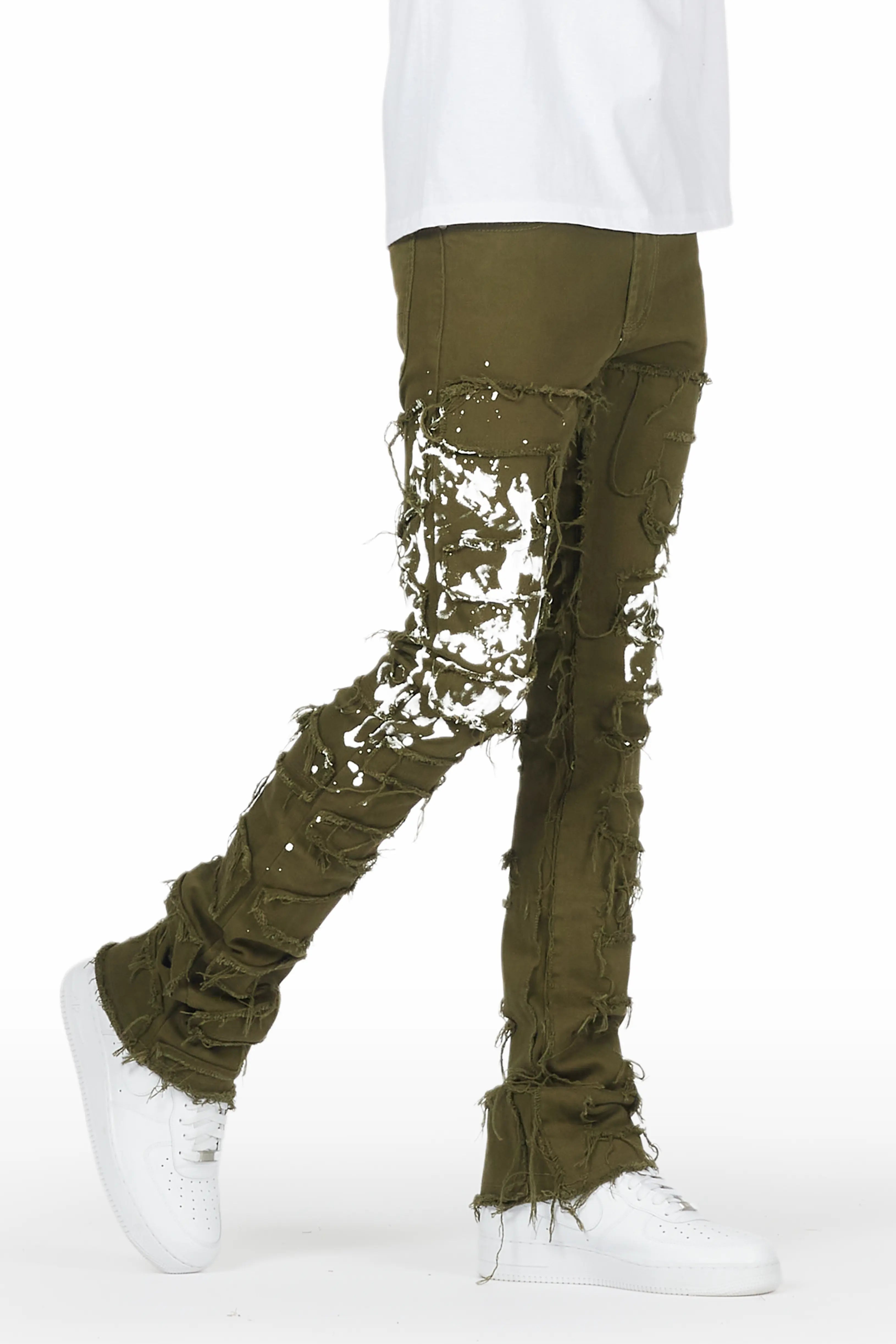 Fumitto Green Painter Stacked Flare Jean Lumberjack