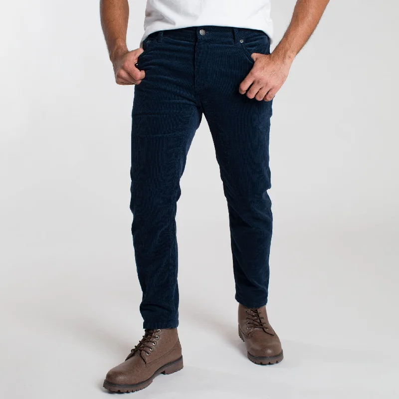 Navy Stretch Corduroy Pant Trendy Men's Oversized