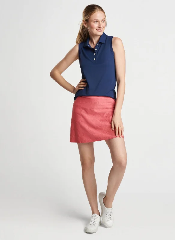 Peter Millar Women's Banded Sport Mesh Sleeveless Button Polo Top - Navy Lumberjack