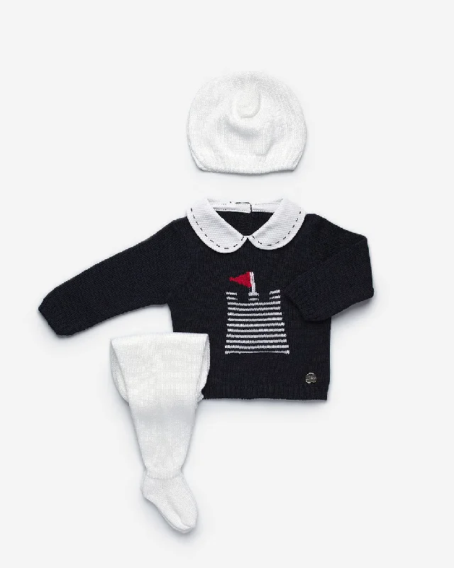 Castle Navy and White Set Refined Men's European