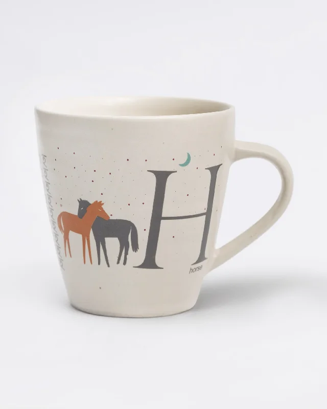 Alphabet H Mug - Stoneware Sleek Men's Metallic