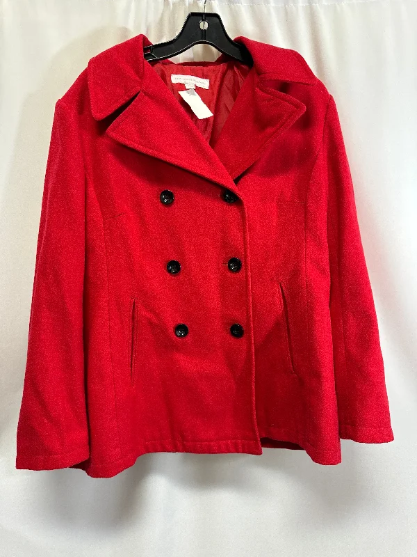 Coat Peacoat By New York And Co In Red, Size: Xl Confident Men's Power