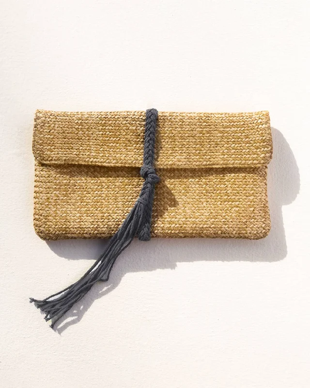 Raffia Flap Clutch - Blue Sophisticated Men's French