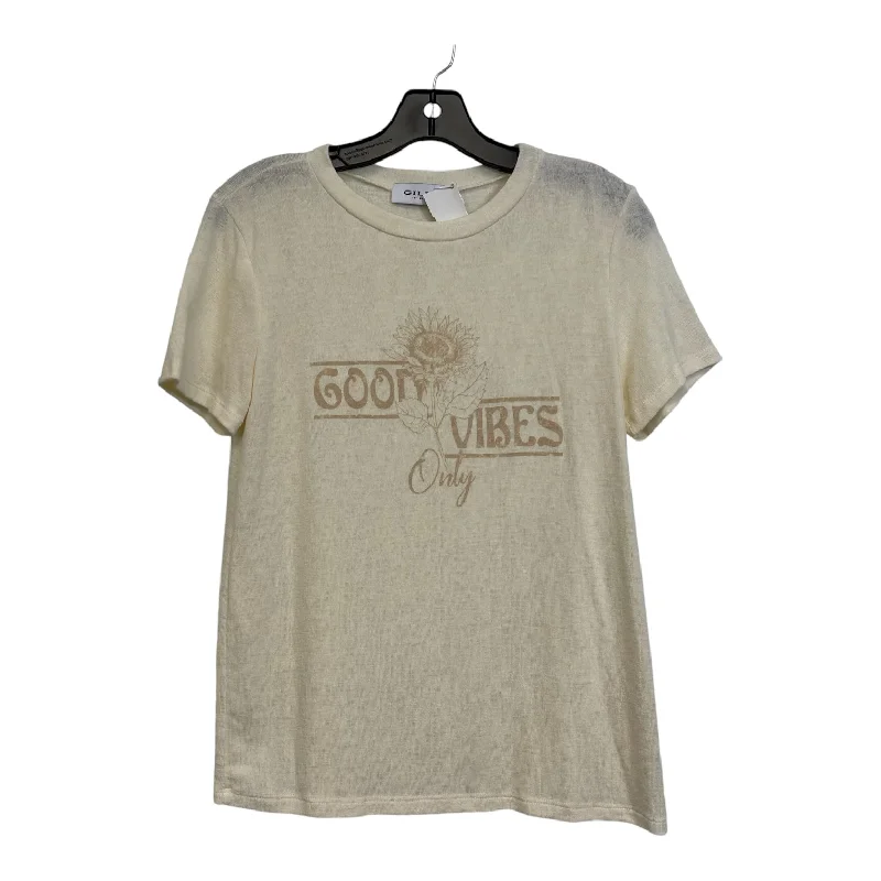 Top Short Sleeve By Gilli In Ivory, Size: M Laid