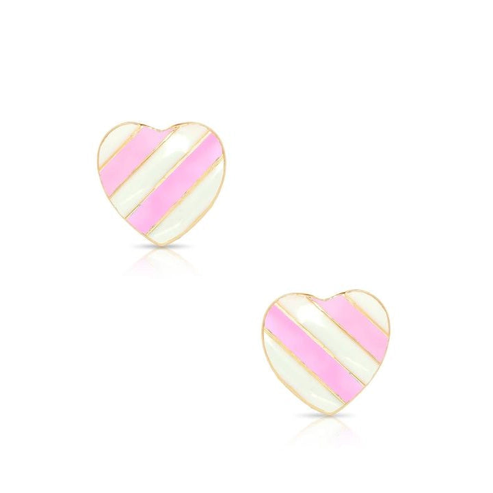 Lily Nily Striped Heart Stud Earrings Unique Men's Upcycled