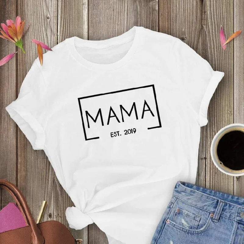 Personalised Mama Framed Established T-Shirt (MRK X) Sleek Men's Contemporary 