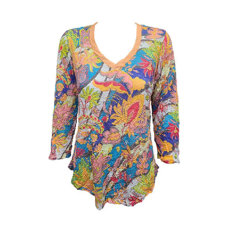 David Cline Lise 3/4 Sleeve V-Neck Top - Party Beach