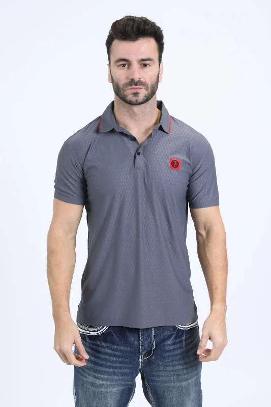 Men's Cotton Modern Fit Stretch Grey Polo Earthy Men's Hemp