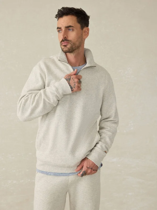 Faherty High Standard Fleece Quarter Zip / Antique Ivory Heather Streetwear Style