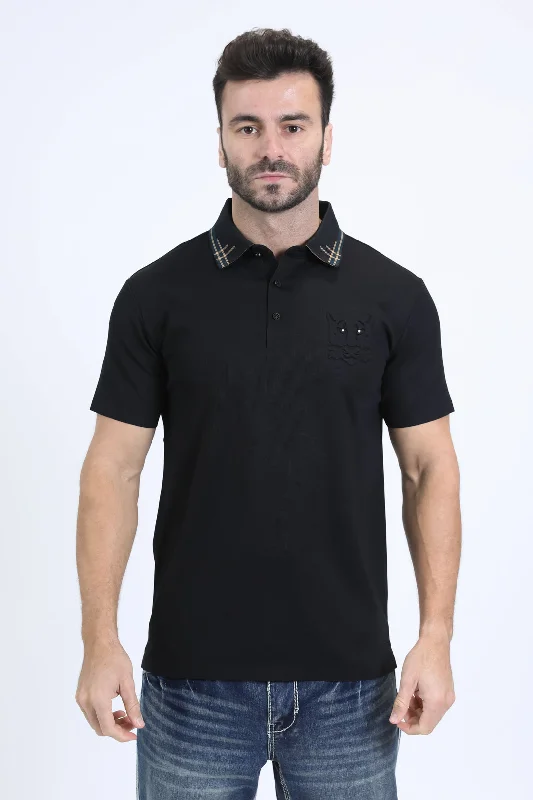 Men's Cotton Modern Fit Stretch Black Polo Refined Men's Classic 