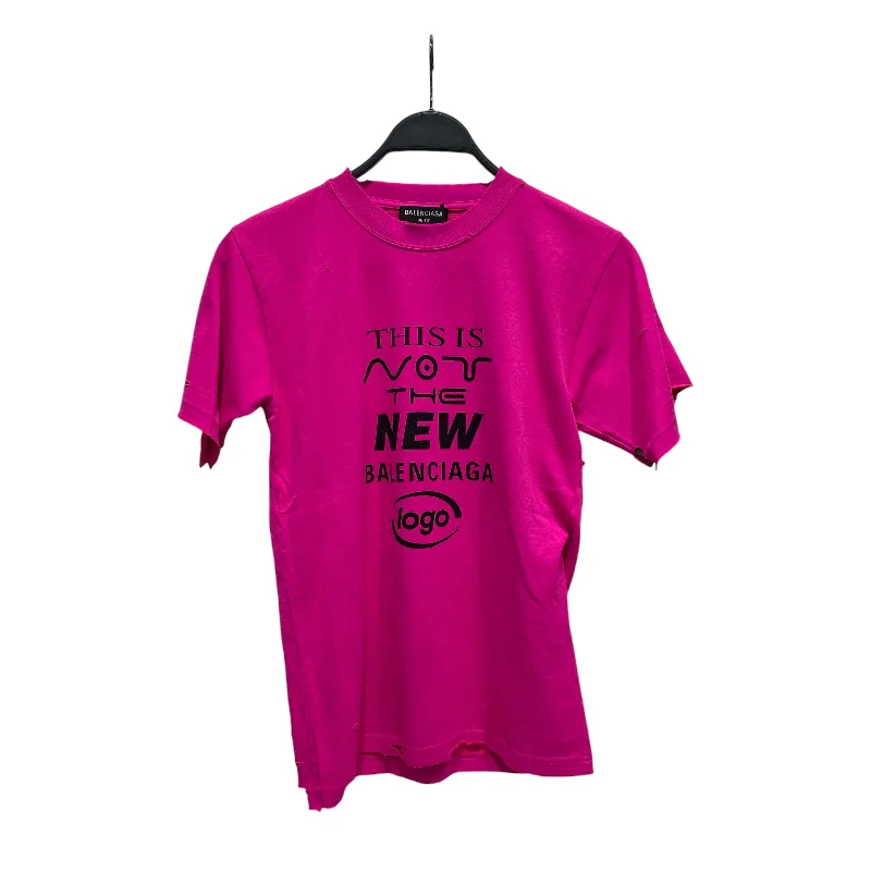 BALENCIAGA/T-Shirt/XXS/Cotton/PNK/Graphic/BLK THIS IS NOT THE NEW TEE Dapper Men's Bow