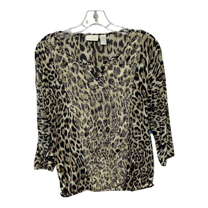 Top Ls By Chicos In Black & Tan, Size:S Elegant Men's Cashmere