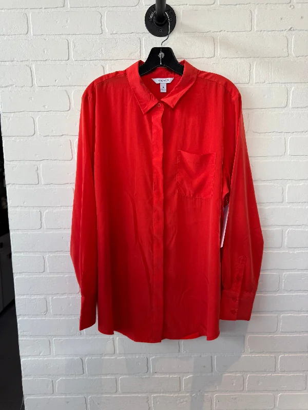 Top Long Sleeve By Nine West In Orange, Size: Xl Edgy Men's Punk