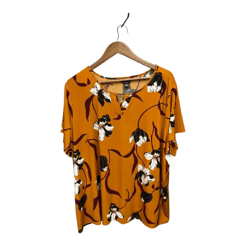 Top Short Sleeve By Liz Claiborne In Floral Print, Size: 3x Business