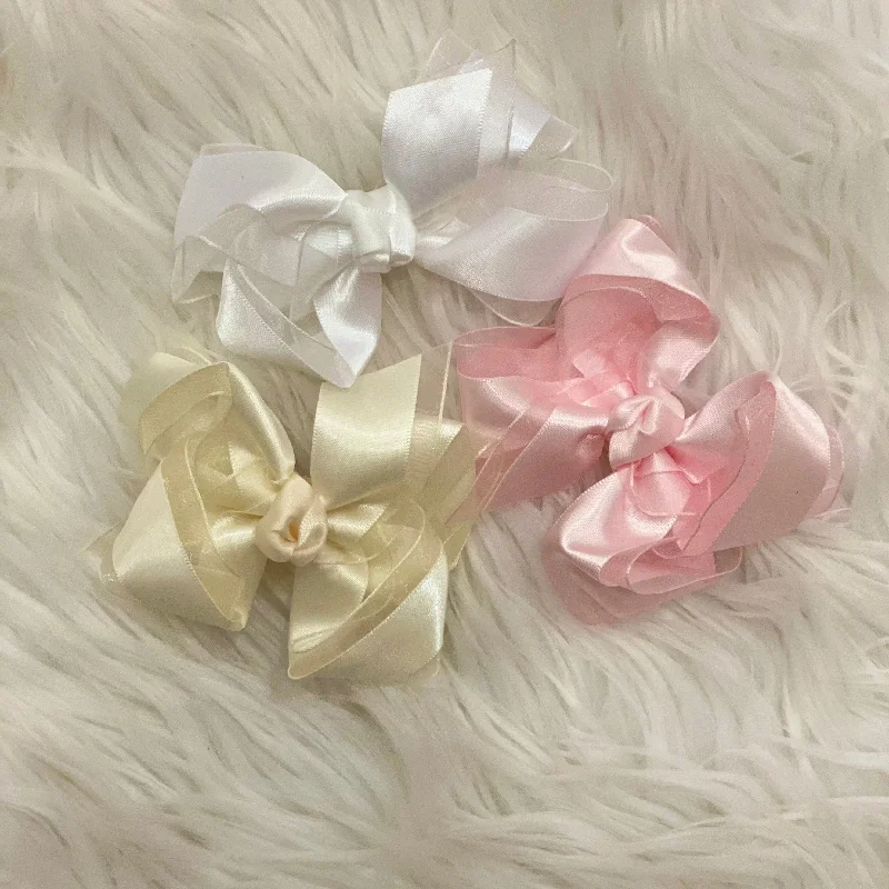 Organza Satin Layered Bow Elegant Men's Formal 