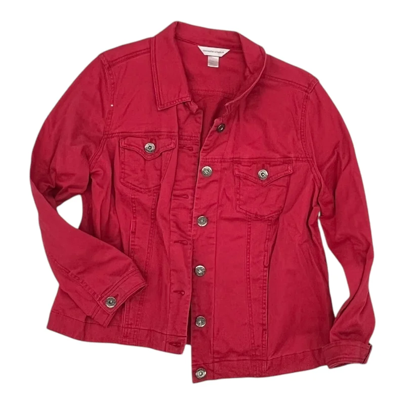 Jacket Denim By Christopher And Banks In Red Denim, Size:Xl Dapper Men's Bow