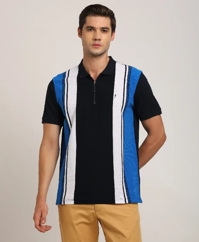Men Color Block Polo T-Shirt Casual Men's Short