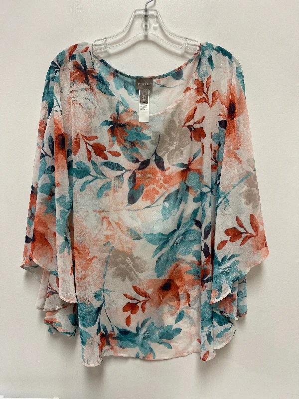 Top Short Sleeve By Chicos In Blue & Orange, Size: L Modern Men's Geometric