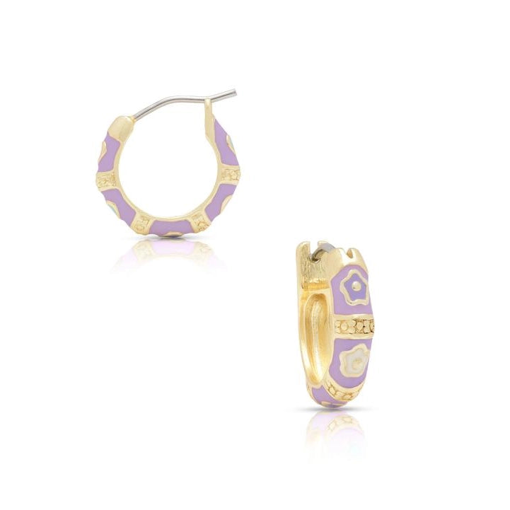 Lily Nily Flower Pattern Hoop Earrings Tough Men's Tactical