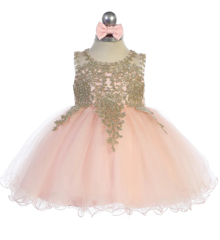 Infant Pageant Dress with Gold Lace Elegant Men's Formal 