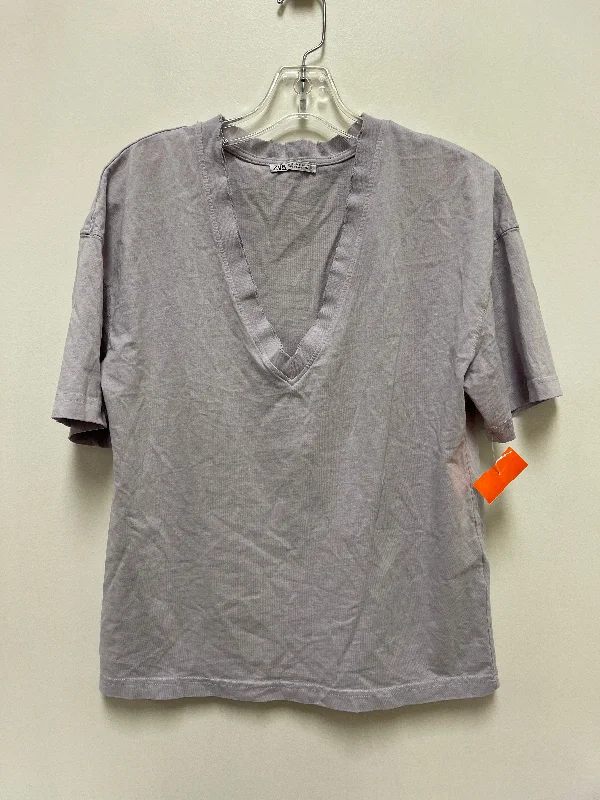 Top Short Sleeve By Zara In Purple, Size: S Gym