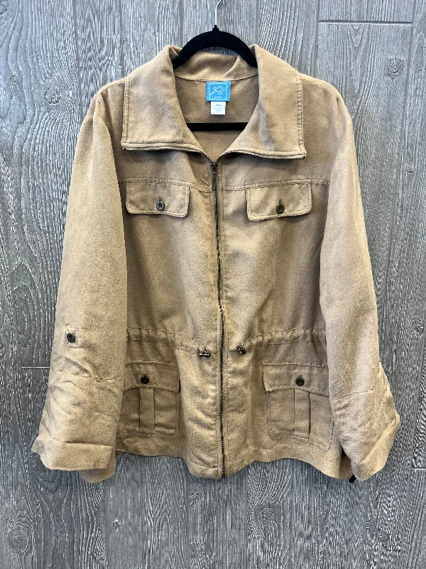 Jacket Utility By Lara In Tan, Size: 2x Laid