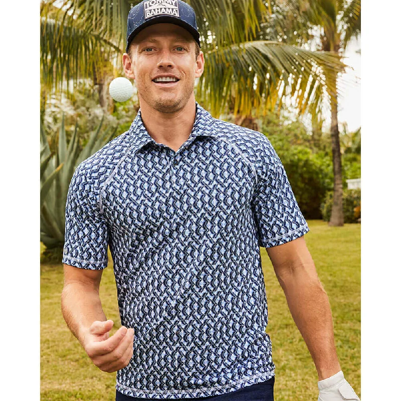 Tommy Bahama Fresco Geo Polo Shirt - Deep Space Earthy Men's Hemp