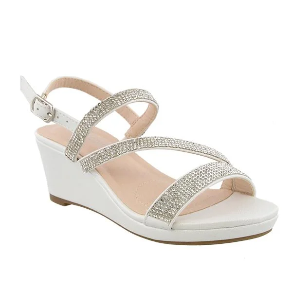 Christy Glitter Wedge in White Laid