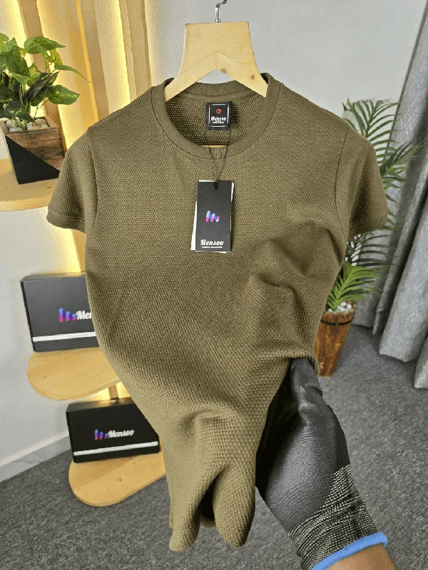 Hs Popcorn T Shirt Olive Traditional Men's Wool