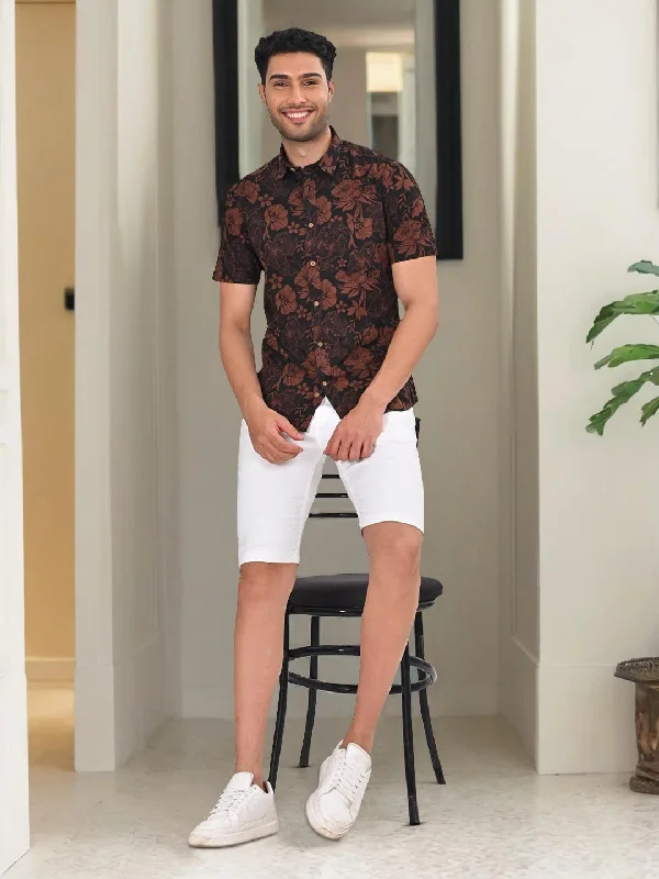 Men Printed Half Sleeve Cotton Shirt Tailored