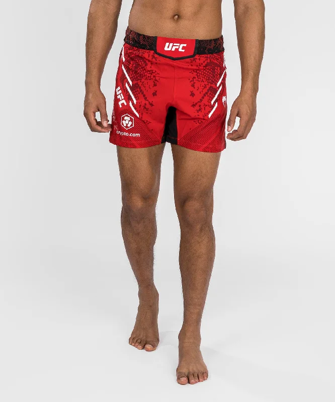 UFC Adrenaline by Venum Authentic Fight Night Men's Fight Short - Short Fit - Red Trendy Men's Oversized