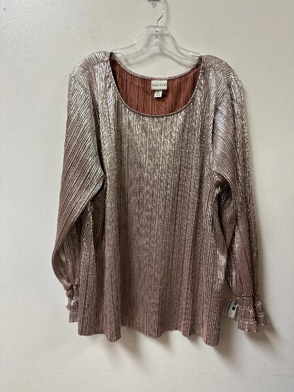 Top Long Sleeve By Ava & Viv In Rose Gold, Size: 3x Traditional Men's Country