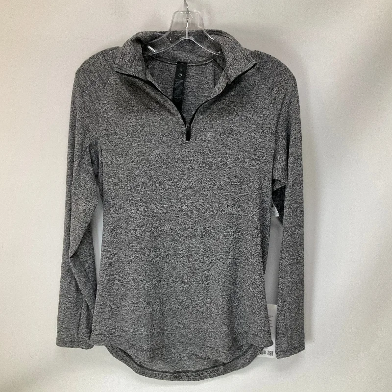 Athletic Top Long Sleeve Collar By Lululemon In Grey, Size: Xs Streetwear Style