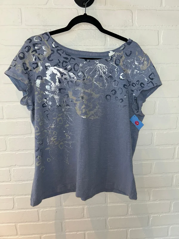 Top Short Sleeve By Zenergy By Chicos In Blue & Silver, Size: Xl Sporty Men's Tennis