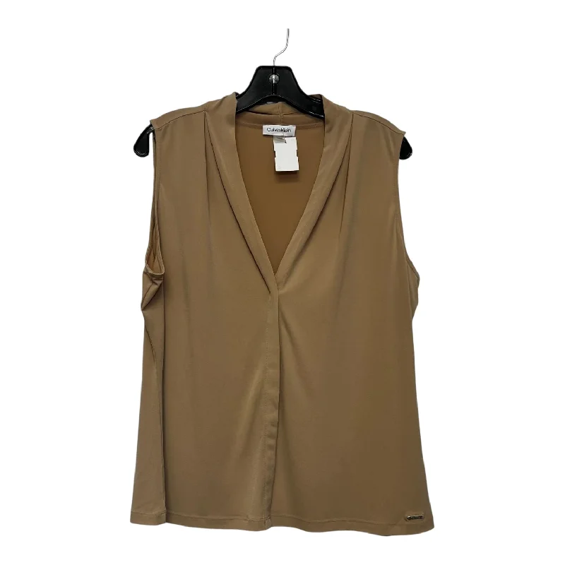 Top Sleeveless By Calvin Klein In Tan, Size: Xl Street