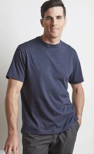 Left Coast Tee Navy Melange Crew Neck Tee Shirt Dynamic Men's Glow