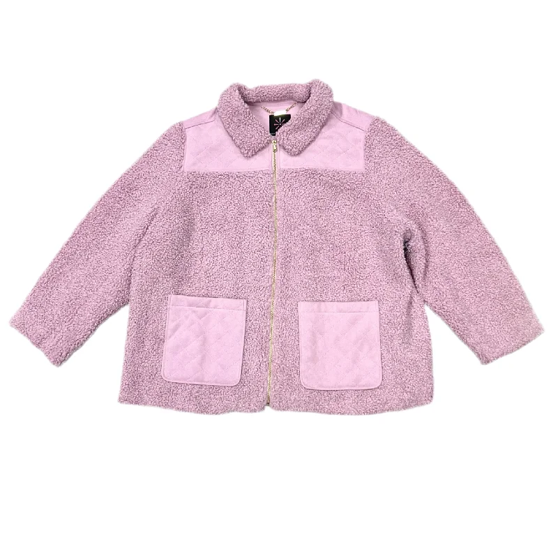 Jacket Faux Fur & Sherpa By Isaac Mizrahi Live Qvc In Purple, Size: 3x Vacation