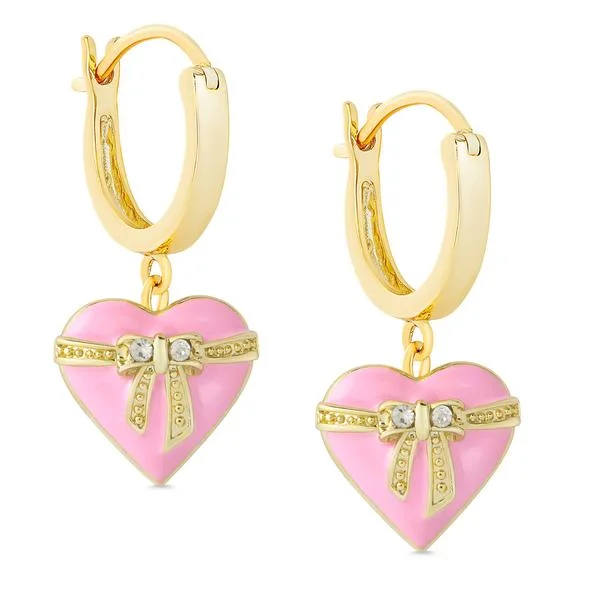 Lily Nily Heart & Ribbon Bow Dangle Earrings Laid