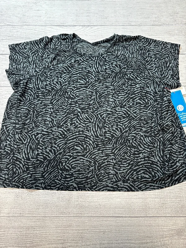 Athletic Top Short Sleeve By Athleta In Black & Grey, Size: 3x Trendy Men's Oversized