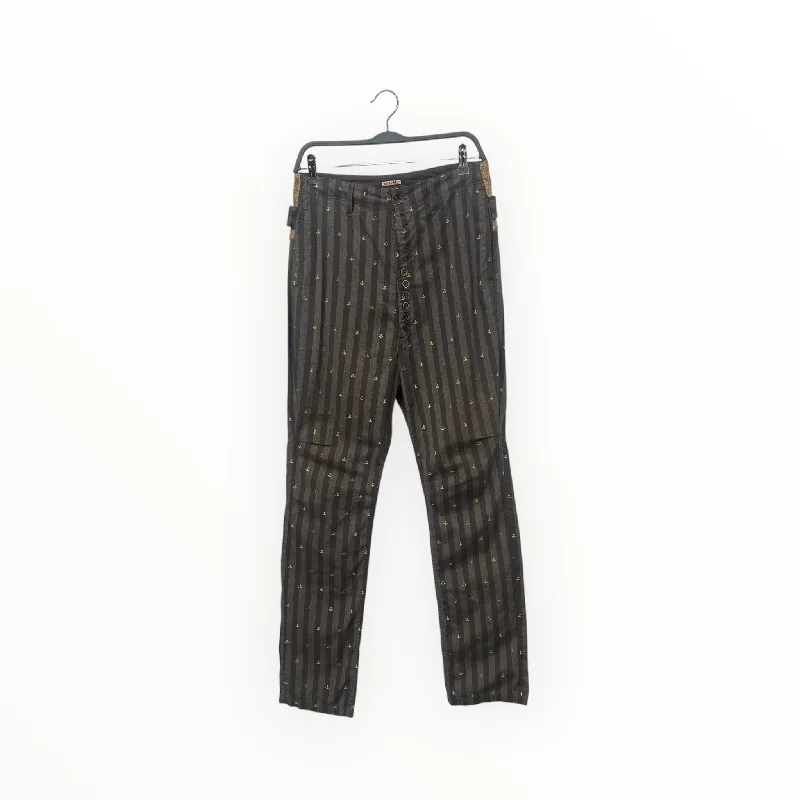KAPITAL/Straight Pants/1/Cotton/GRN/Stripe/TWEED TOP STRIPE ANCHOR PATTER Polished Men's Satin