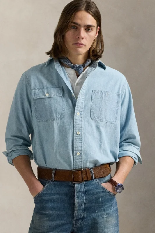 RALPH LAUREN Classic Fit Chambray Workshirt Casual Men's Loose