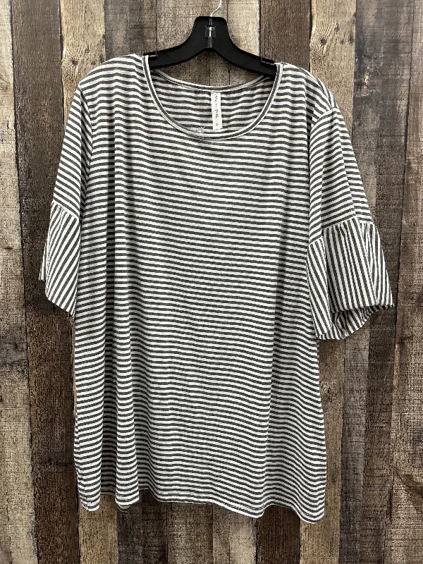 Top Short Sleeve By Tickled Teal In Striped Pattern, Size: 3x Practical Men's Quick