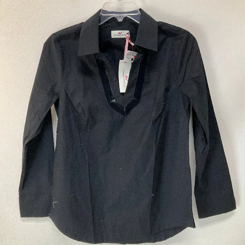 Top Long Sleeve By Vineyard Vines In Black, Size: Xxs Minimalist Men's Casual 
