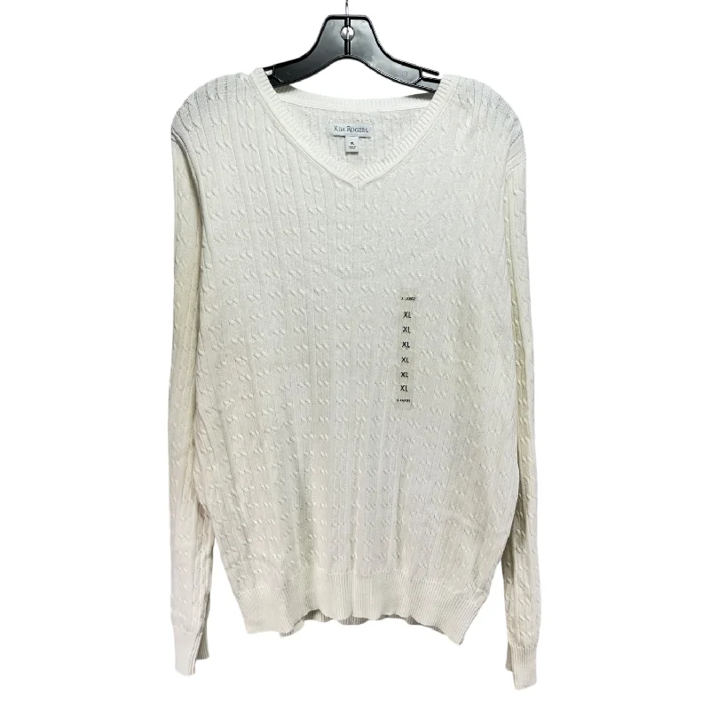 Sweater By Kim Rogers In White, Size: Xl Cclassic Men's Tweed