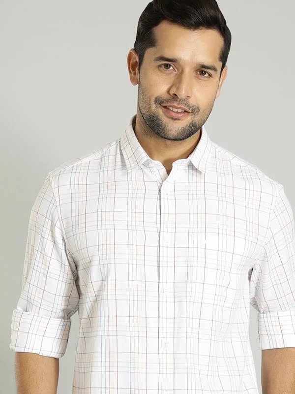 Men Checked Full Sleeve Cotton Blend Shirt Casual Men's Loose