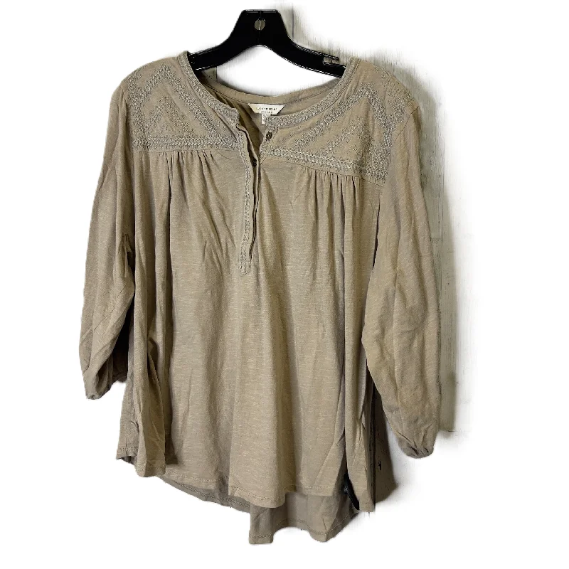Top Short Sleeve By Lucky Brand In Tan, Size: 2x Cclassic Men's Tweed