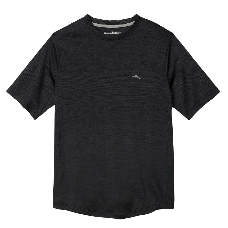 Tommy Bahama Oasis Fade Crew Neck T-Shirt - Jet Black Polished Men's Silk