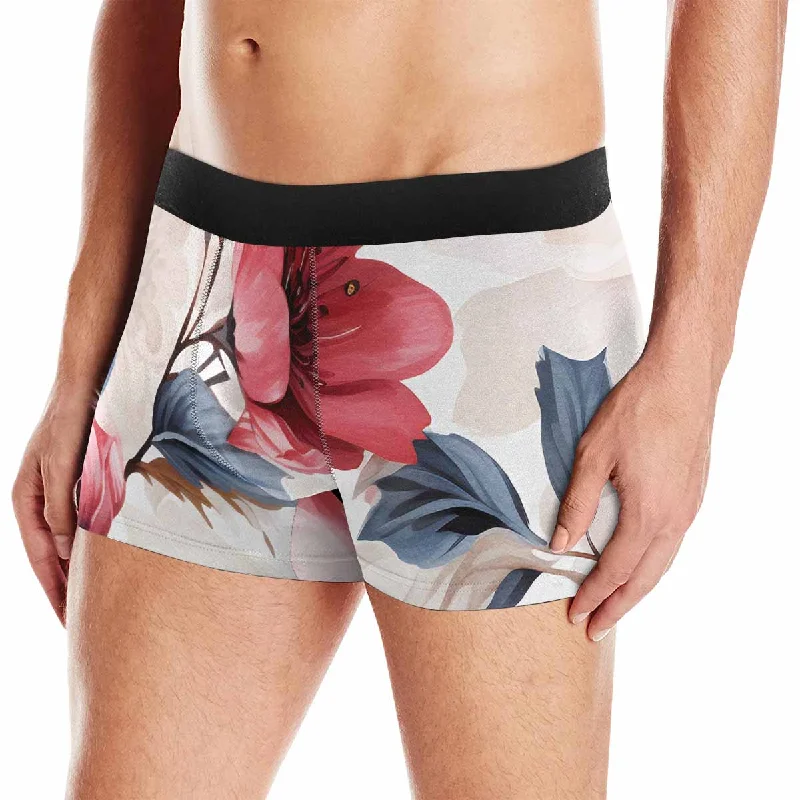 Pink Floral AUS Men's Boxer Briefs (Made In AUS) Casual Men's Short