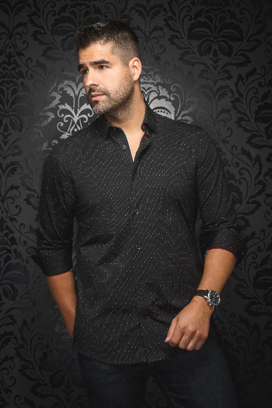 Au Noir Stretch Shirt | Alexander-NDL Black Trendy Men's Bucket